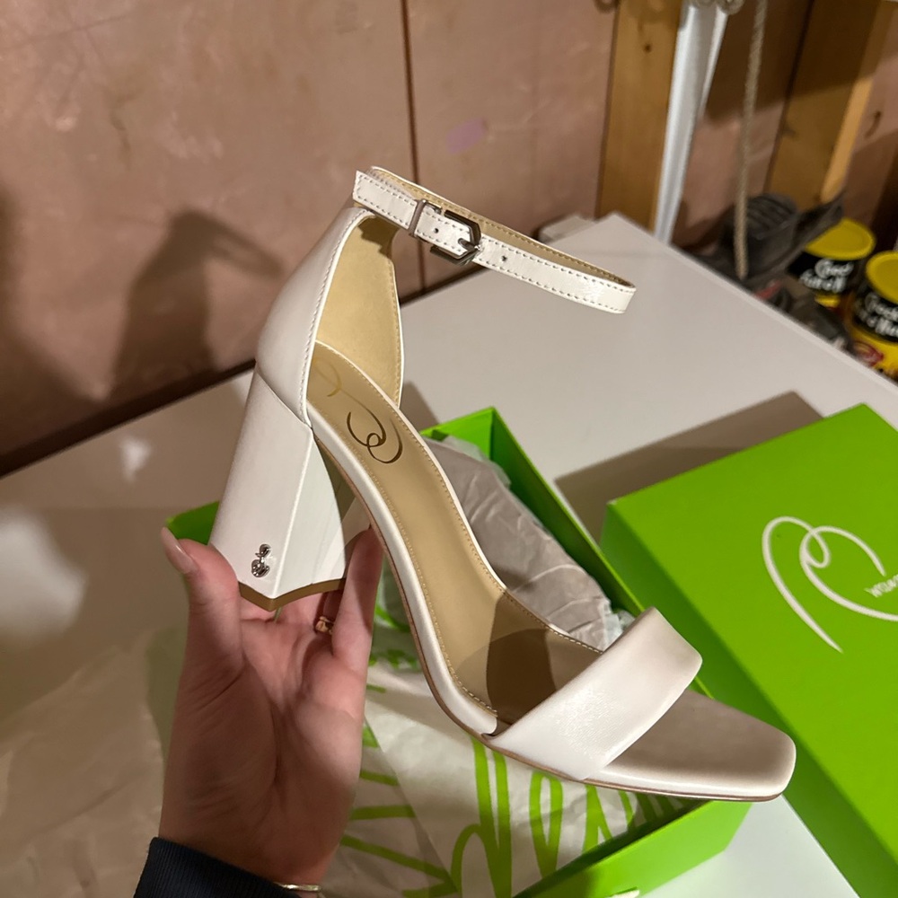 Sam Edelman White Block Heel Sandals